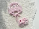 Angora Baby Romper Set – Pink Newborn Outfit, Bonnet & Booties - Image 4