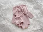 Merino Wool Baby Romper and Bonnet Set – Knitted Photo Prop - Image 2