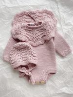 Merino Wool Baby Romper and Bonnet Set – Knitted Photo Prop - Image 6