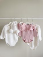 Merino Wool Baby Romper and Bonnet Set – Knitted Photo Prop - Image 7