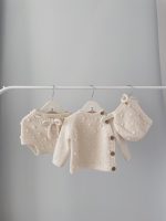 Set of 3 - Baby girl set - Baby girl outfit - Baby boy outfit - Baby boy outfit - Cream baby set - Baby sweater, panties and bonnet