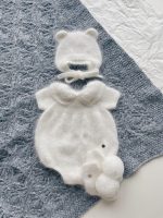 Baby unisex knitted bear bonnet polo romper and socks - Set of 3 - Photography props - Image 6