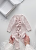 Knit Baby Romper and Bunny Bonnet Set – Pale Pink Merino Mohair - Image 2