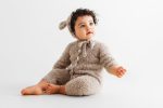 Alpaca Blend Baby Romper and Bonnet Set – Beige Knit Outfit - Image 6