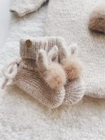 Alpaca Knit Bunny Outfit – Beige Romper, Bonnet & Booties - Image 3