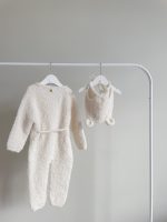 Alpaca Knit Baby Romper and Bonnet Set – Cream Unisex Outfit - Image 3
