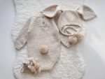 Alpaca Knit Bunny Outfit – Beige Romper, Bonnet & Booties - Image 6