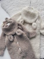 Alpaca Blend Baby Romper and Bonnet Set – Beige Knit Outfit - Image 7