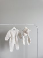 Cream Alpaca Knit Baby Romper and Bunny Bonnet Set - Image 3