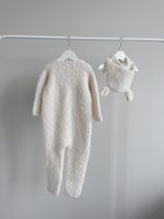 Alpaca Blend Baby Romper and Bonnet Set – Beige Knit Outfit - Image 4