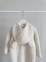 Alpaca Blend Baby Romper and Bonnet Set – Beige Knit Outfit - Image 5