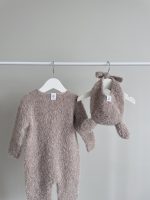 Alpaca Blend Baby Romper and Bonnet Set – Unisex Knit Outfit - Image 5
