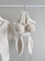 Cream Alpaca Knit Baby Romper and Bunny Bonnet Set - Image 2