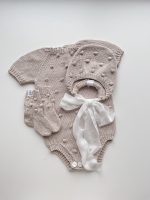 Cotton Knit Baby Romper, Bonnet and Socks Set, Photo Prop - Image 9