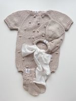 Cotton Knit Baby Romper, Bonnet and Socks Set, Photo Prop - Image 7