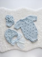 Cotton Baby Romper Set, Bonnet and Socks, Photo Prop - Image 7