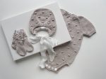 Cotton Knit Baby Romper, Bonnet and Socks Set, Photo Prop - Image 2