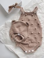 Cotton Baby Romper and Bonnet Set – Popcorn Knit Outfit - Image 7