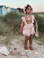 Merino Wool Baby Romper and Bonnet Set – Sleeveless Summer Outfit - Image 2