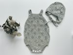 Cotton Knit Baby Romper and Bonnet Set – Eucalyptus Green, 12-18 Months - Image 5