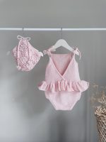 Cotton Baby Romper and Bonnet Set – Sleeveless Summer Outfit - Image 5