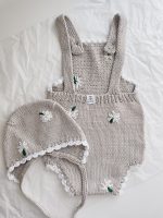 Baby girl romper and bonnet with flowers embroidery - Set of 2 - Photography props - Image 8