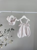 Oyster Baby Romper and Bonnet Set – Cotton Blend Summer Outfit - Image 4