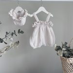 Oyster Baby Romper and Bonnet Set – Cotton Blend Summer Outfit