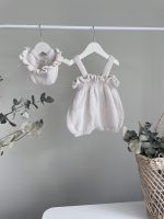Oyster Baby Romper and Bonnet Set – Cotton Blend Summer Outfit