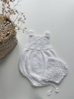 Baby Girl Romper and Bonnet Set – Cotton Blend Summer Outfit - Image 2
