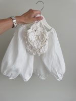 Hand Crochet Baby Bonnet – Cream Flower, Merino Wool - Image 7