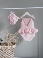 Cotton Baby Romper and Bonnet Set – Sleeveless Summer Outfit