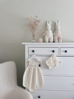 Baby Girl Romper and Bonnet Set – Cream Cotton Blend, Summer Outfit - Image 9