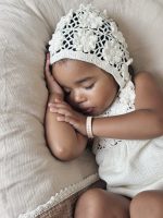 Baby Girl Cream Romper and Bonnet Set – Cotton Blend Summer Outfit - Image 7