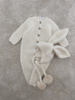 Alpaca Bunny Baby Outfit – Knit Romper & Bonnet Set - Image 5