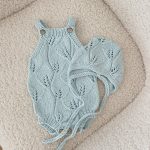 Knitted Baby Romper & Bonnet Set – Pale Blue Cotton Outfit