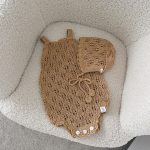 Cotton Knit Baby Romper & Bonnet Set – Sleeveless Summer Outfit