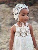 Baby Girl Cream Romper and Bonnet Set – Cotton Blend Summer Outfit - Image 9