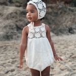 Baby Girl Cream Romper and Bonnet Set – Cotton Blend Summer Outfit