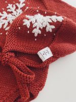 Merino Baby Romper and Bonnet Set – Red Snowflake Outfit - Image 7