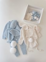 Alpaca Knit Bunny Romper Set – Baby Bonnet & Booties - Image 7