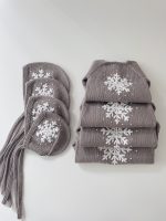 Merino Baby Romper and Bonnet Set - Grey Snowflake Knit, 6-9 Months - Image 2