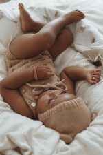 Cotton Popcorn Knit Baby Outfit - Romper & Bonnet Set - Image 4