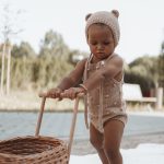 Cotton Baby Romper and Bonnet Set – Popcorn Knit Outfit