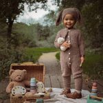 Baby Alpaca Knit Bunny Set – Romper & Bonnet, Genuine Fur Pom