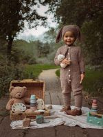 Baby Alpaca Knit Bunny Set – Romper & Bonnet, Genuine Fur Pom