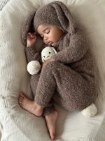 Alpaca Knit Baby Romper and Bunny Bonnet Set - Image 4