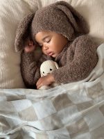 Alpaca Knit Baby Romper and Bunny Bonnet Set - Image 3