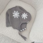 Merino Baby Romper and Bonnet Set - Grey Snowflake Knit, 6-9 Months