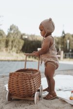 Cotton Popcorn Knit Baby Outfit - Romper & Bonnet Set - Image 3